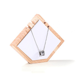 White Pointed Pentagon Wood Covered with PU Leather Two Necklaces Display Stands, Jewelry Display Holder for Necklace Storage, White, 15.5x2x13cm