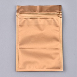 Marron Sablonneux Sacs à fermeture éclair en plastique de couleur unie, pochette en papier d'aluminium refermable, sacs de stockage de nourriture, Sandy Brown, 15x10 cm, épaisseur unilatérale : 3.9 mil(0.1mm)