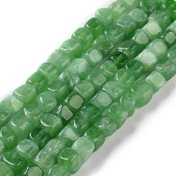 Verde Perlas de cuarzo natural de hebras, teñido y climatizada, cubo, verde, 5~7x5~7x5~7 mm, agujero: 0.8 mm, sobre 66~71 unidades / cadena, 14.80~ 15.08 pulgadas (37.6~38.3cm)
