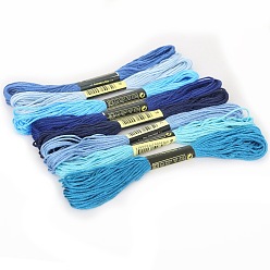 Azul 8 ovillos 8 colores color degradado 6 hilo de bordar de algodón de capas, hilos de punto de cruz, para coser bricolaje, azul, 1.2 mm, aproximadamente 8.20 yardas (7.5 m) / madeja, 1 madeja/color