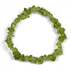 Péridot Bracelets extensibles unisexes en perles de péridot naturel, diamètre intérieur: 1-3/4~2 pouce (4.5~5 cm)