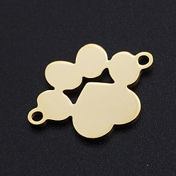 Golden 201 Stainless Steel Links connectors, Paw Print, Golden, 18x13x1mm, Hole: 1.4mm
