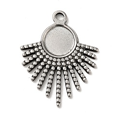 Antique Silver Tibetan Style 304 Stainless Steel Pendant Cabochon Settings, Sun, Antique Silver, Tray: 8mm, 26x20.5x1.5mm, Hole: 1.8mm