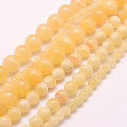 Other Jade Natural Honey Jade Beads Strands, Round, 6mm, Hole: 1mm, about 68pcs/strand, 15.75 inch(40cm)