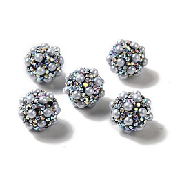 Noir Perles de strass d'argile polymère , avec perle d'imitation, ronde, noir, 17~17.5 mm x 17  mm, Trou: 1.6mm