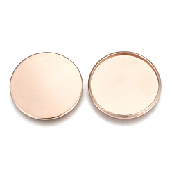 Rose Gold 304 Stainless Steel Plain Edge Bezel Cups, Cabochon Settings, Flat Round, Rose Gold, Tray: 25mm, 26.5x2mm