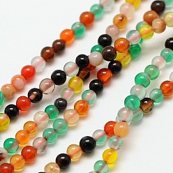 Natural Agate Natural Agate Round Bead Strands, Dyed, 2mm, Hole: 0.8mm, about 184pcs/strand, 16 inch