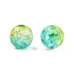 Yellow Green Transparent Crackle Acrylic Beads, Round, Yellow Green, 8x7.5mm, Hole: 1.8mm, about 1700pc/500g
