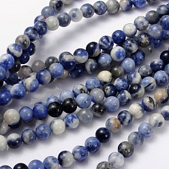 Sodalita Hilo de perlas de sodalita natural, grado ab, rondo, 8 mm, agujero: 1 mm, sobre 48 unidades / cadena, 15.1 pulgada