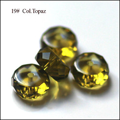 Olive Imitation Austrian Crystal Beads, Grade AAA, Faceted, Flat Round, Olive, 8x3.5mm, Hole: 0.9~1mm