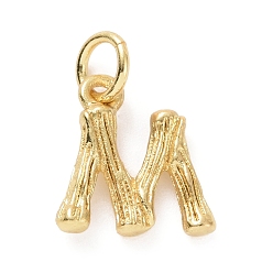 Letter M Brass Pendants, with Jump Ring, Golden, Letter Charm, Letter M, 12x11x2mm, Hole: 3mm