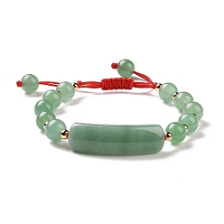Зеленый Авантюрин Натуральный зеленый авантюрин плетеные браслеты из бисера для мужчин и женщин, с латунной бисера, внутренний диаметр: 1-7/8~3 дюйм (4.9~7.5 см)