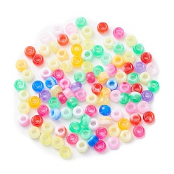 Mixed Color Acrylic Beads, Two Tone, Barrel, Mixed Color, 9x6mm, Hole: 3.7mm, about 1700pcs/500g