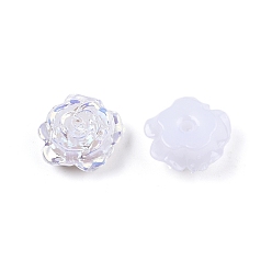 Blanc Perles en plastique abs opaques, la moitié foré, fleur, blanc, 15x16x6.5mm, Trou: 1.2mm