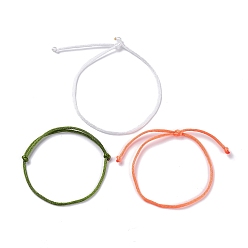 Couleur Mélangete Ensemble de bracelets en nylon simple, bracelets réglables chanceux pour femmes, couleur mixte, diamètre intérieur: 1/4~3-3/8 pouce (0.5~8.5 cm), 3 pièces / kit