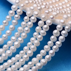 Creamy White Potato Natural Cultured Freshwater Pearl Beads Strands, Creamy White, 5~6mm, Hole: 0.8mm, about 65~72pcs/strand, 13.7 inch~14.9 inch