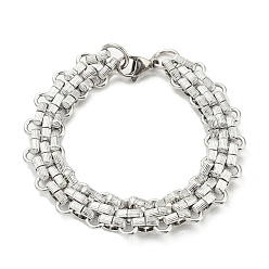 Stainless Steel Color 304 Stainless Steel Mesh Chain Bracelets, Stainless Steel Color, 8-1/8 inch(20.5cm)