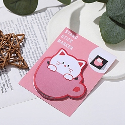 Pink Cartoon Cup with Cat Memo Pad Sticky Notes, Sticker Tabs, for Office School Reading, Pink, 70x68mm, 30 sheets/book