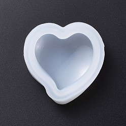 Blanc Moules en silicone, moules de résine, pour la résine UV, fabrication de bijoux en résine époxy, cœur, blanc, 5.2x4.8x1.6 cm