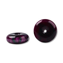 Фиолетовый Бусины из cмолы, имитация драгоценных камней, плоско-круглые, фиолетовые, 25x10 мм, отверстие : 2.6~2.8 мм