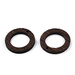 Brun De Noix De Coco Pendentifs en bois de wengé naturel, non teint, charmes d'anneau, brun coco, 28x3.5mm, Trou: 2mm