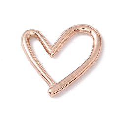 Oro Rosa Revestimiento iónico (ip) 304 anillos de unión de acero inoxidable, corazón asimétrico hueco, oro rosa, 19x20x2.5 mm, diámetro interior: 13.5x13.5 mm