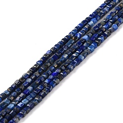 Lapislázuli Hilos de cuentas de lapislázuli natural, facetados, cubo, 2x2x2 mm, agujero: 0.7 mm, sobre 178 unidades / cadena, 15.39 pulgada (39.1 cm)