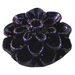 Black Resin Cabochons, Flower, Black, 15mm in diameter, 8mm thick