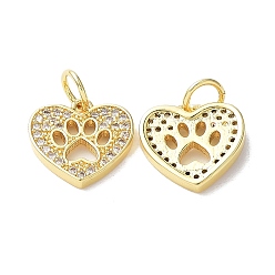 Real 18K Gold Plated Brass Micro Pave Cubic Zirconia Pendants, Lead Free & Cadmium Free, Heart, Real 18K Gold Plated, 11x11.5x2mm