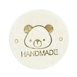 Soie De Maïs Étiquettes d'étiquettes en cuir microfibre, étiquette en relief à la main, avec des trous, pour les jeans de bricolage, , , accessoires de chapeau, plat rond avec l'ours, 25mm
