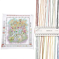 Разноцветный Цветочный узор наборы для вышивки крестиком своими руками, набор для вышивки крестом, включая хлопчатобумажную ткань с принтом 11ct, нитки и иглы для вышивания, инструкции, красочный, Ткань: 270x228x1 мм