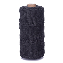 Slate Gray 100M Round Cotton Braided Cord, for DIY Handmade Tassel Embroidery Craft, Slate Gray, 3mm, about 109.36 Yards(100m)/Roll