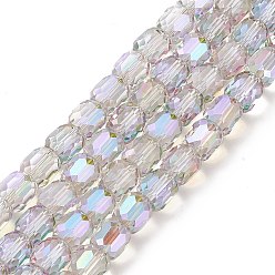 Violet Plaquer les perles de verre opaques, tonneau à facettes, violette, 10x10mm, Trou: 1mm