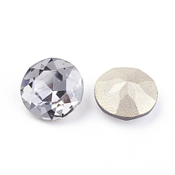 Satin Pointed Back & Back Plated Glass Rhinestone Cabochons, Grade A, Faceted, Flat Round, Satin, 10x5mm