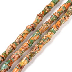 Sandy Brown Natural Dolomite & Synthetic Imperial Jasper & Synthetic Opal Beads Strands, Dyed, Bamboo Stick, Sandy Brown, 12x5mm, Hole: 0.5mm, about 34pcs/strand, 15.94''(40.5cm)