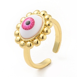 Ярко-Розовый Акриловое кольцо-солнце со злым глазом, открытое кольцо-манжета, настоящие позолоченные украшения из латуни для женщин, без кадмия и без свинца, ярко-розовый, размер США 18 6 (3/4 мм)