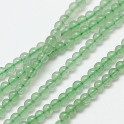 Green Aventurine Natural Gemstone Aventurine Round Beads Strands, Green Aventurine, 2mm, Hole: 0.8mm, about 184pcs/strand, 16 inch