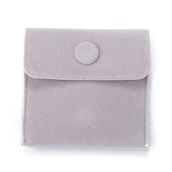 Light Grey Velvet Jewelry Bags, Square, Light Grey, 7.4x7.4x1.1cm
