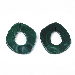 Vert Foncé Anneaux liant acrylique, connecteurs à liaison rapide, pour la fabrication de chaînes de bijoux, style de pierres fines imitation, vert foncé, 51.5x45x3.5mm, trou: 23x16 mm, sur: 78 pcs / 500 g