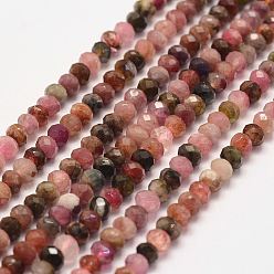 Tourmaline Natural Tourmaline Bead Strands, Faceted, Rondelle, 3x2.5mm, Hole: 1mm, about 140pcs/strand, 14.9 inch