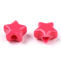 Cerise Opaque Acrylic Beads, Star, Cerise, 9x9.5x5.5mm, Hole: 2.5mm, about 2050pcs/500g
