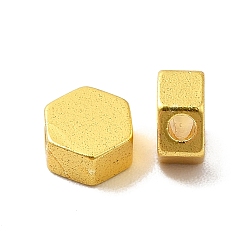 Matte Gold Color Rack Plating Brass Beads,  Hexagon, Matte Gold Color, 5x5.5x3mm, Hole: 1.5mm