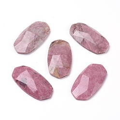 Rhodonite Natural Rhodonite Cabochons, Faceted, Oval, 38x19x6mm