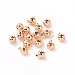 Light Gold Perles à écraser en laiton , plaqué longue durée, ronde, or et de lumière, 4.5x3.5x3mm, Trou: 0.8mm