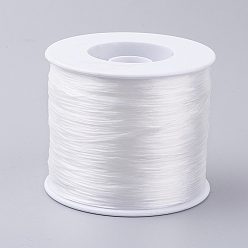 Белый Корейская плоская эластичная кристаллическая струна, эластичная нить для бисера, для изготовления эластичного браслета, белые, 0.5 мм, около 546.8 ярдов (500 м) / рулон