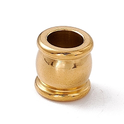 Oro 304 de acero inoxidable de cuentas europeo, abalorios de grande agujero, tambor, dorado, 8x8 mm, agujero: 5 mm