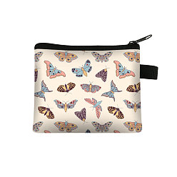Mocassin Pochettes en polyester à motif papillon, porte-monnaie avec fermeture éclair et porte-clés, pour femme, rectangle, mocassin, 13.5x11 cm