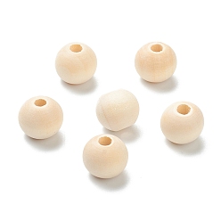 Wheat Natural Unfinished Wood Beads, Round Wooden Loose Beads, Wheat, 12x10.5mm, Hole: 4mm, about 720pcs/500g