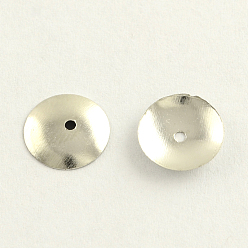Platinum Iron Bead Caps, Cadmium Free & Nickel Free & Lead Free, Disc, Platinum, 4x1mm, Hole: 1mm