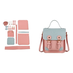 Pink Ensembles de fabrication de sacs à bandoulière en simili cuir PU pour femmes, bricolage, kit de sacs à bandoulière au crochet à tricoter pour débutants, rose, 18x16x6.5 cm